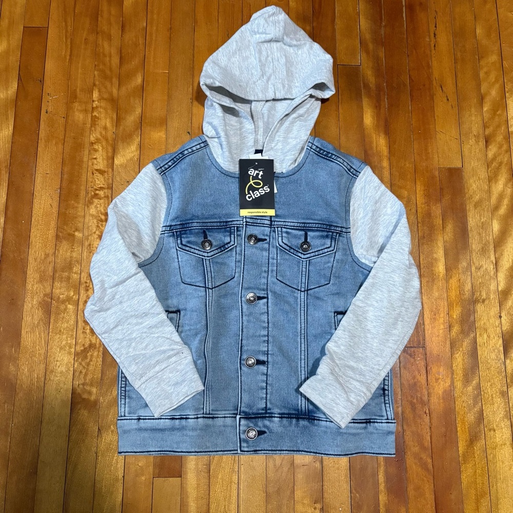 Art Class Blue and Gray Denim Sweatshirt Jacket